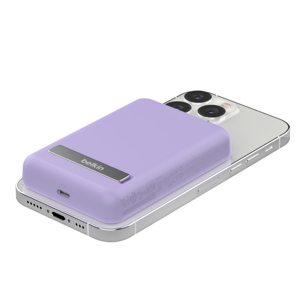 Power Bank Magnético Belkin 5000mah + Soporte, Color Morado