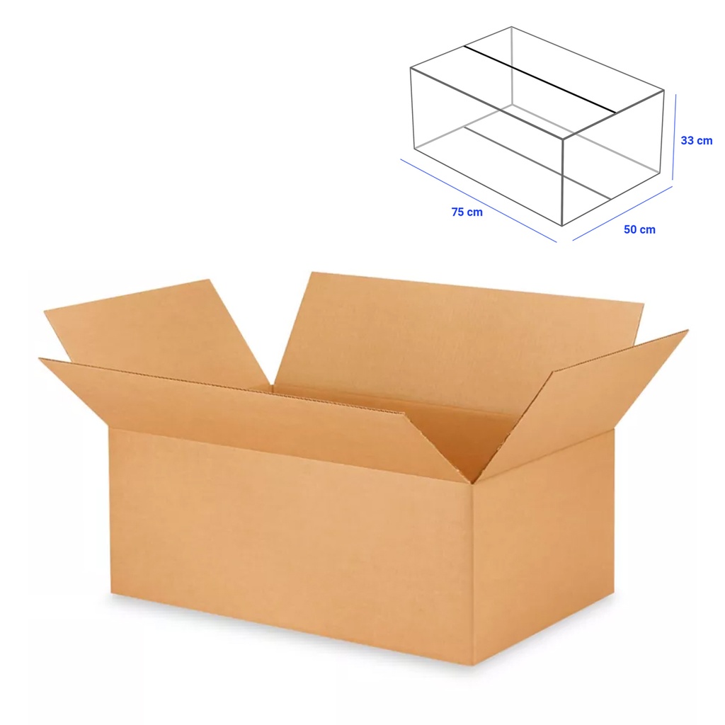 Caja para Empaque Cartón Corrugado, 75x50x33 cm, 23 ECT