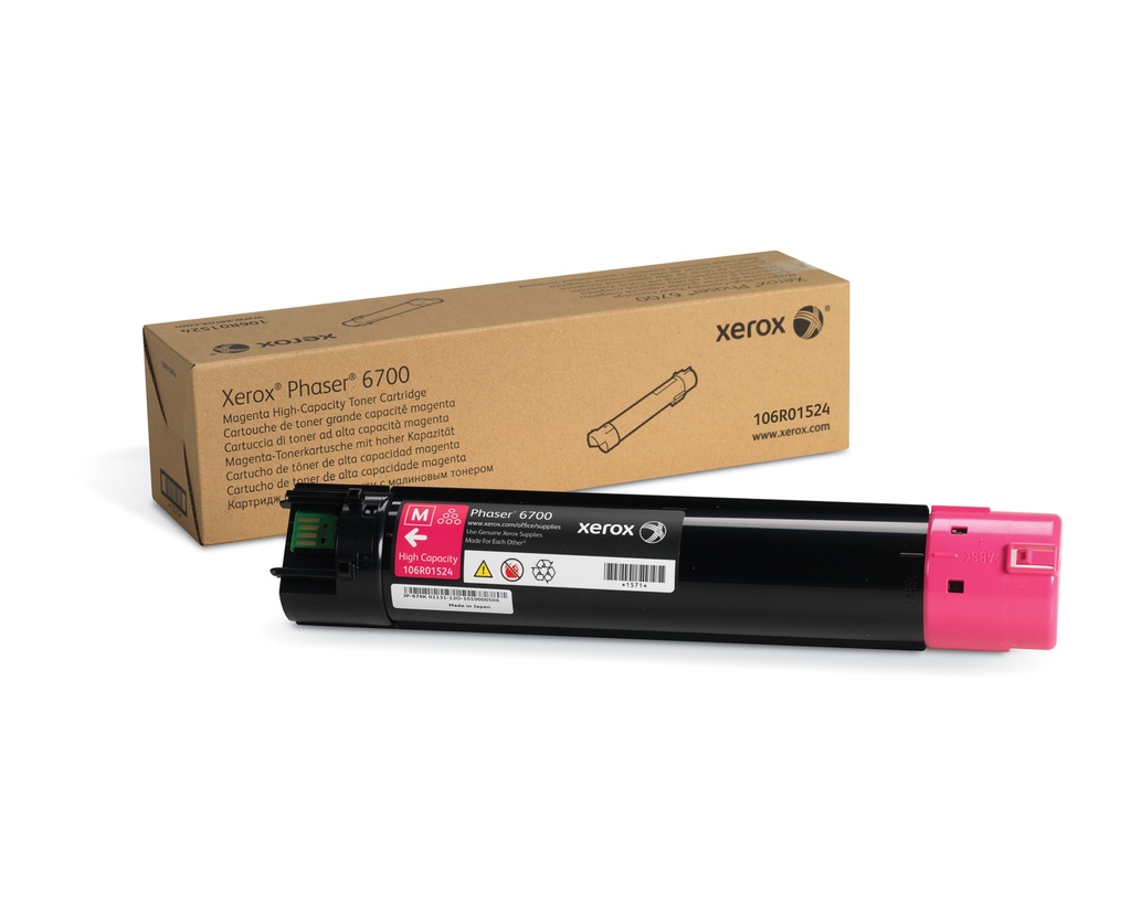 TONER MAGENTA P/PHASER 6700 12,000 PAGINAS ALTO RENDIMIENTO (106R01524)