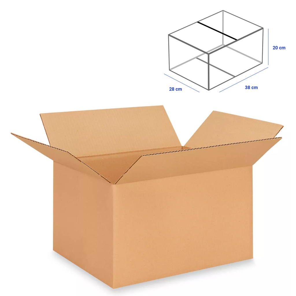 Caja para Empaque Cartón Corrugado, 28x38x20 cm, 23 ECT