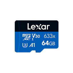 [LSDMI64GBBNL633A] Memoria MicroSDXC Lexar 64GB 633 UHS-I  Clase 10 C/Adaptador / LSDMI64GBBNL633A